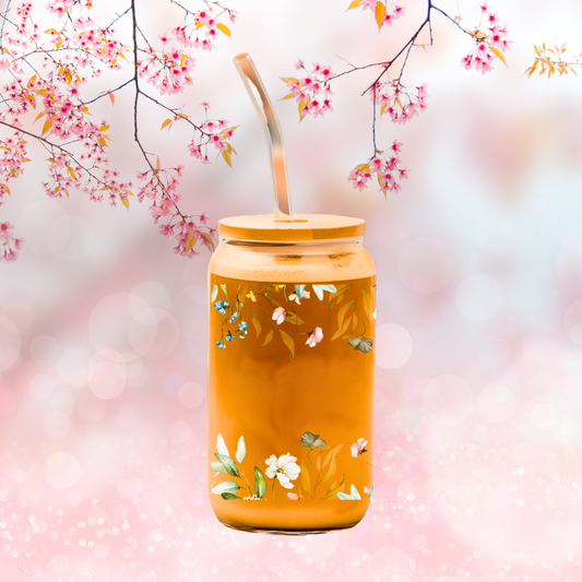 Verre à fleurs, feuillage & prénom 💐