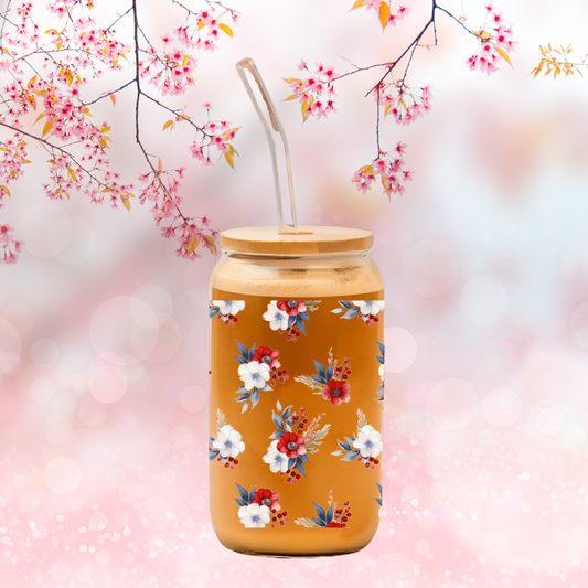 Un verre à fleurs rouge, blanche & prénom 🌹