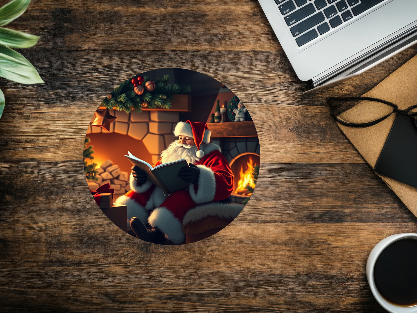 Tapis de Père Noël assis au coin de la cheminée 🎁