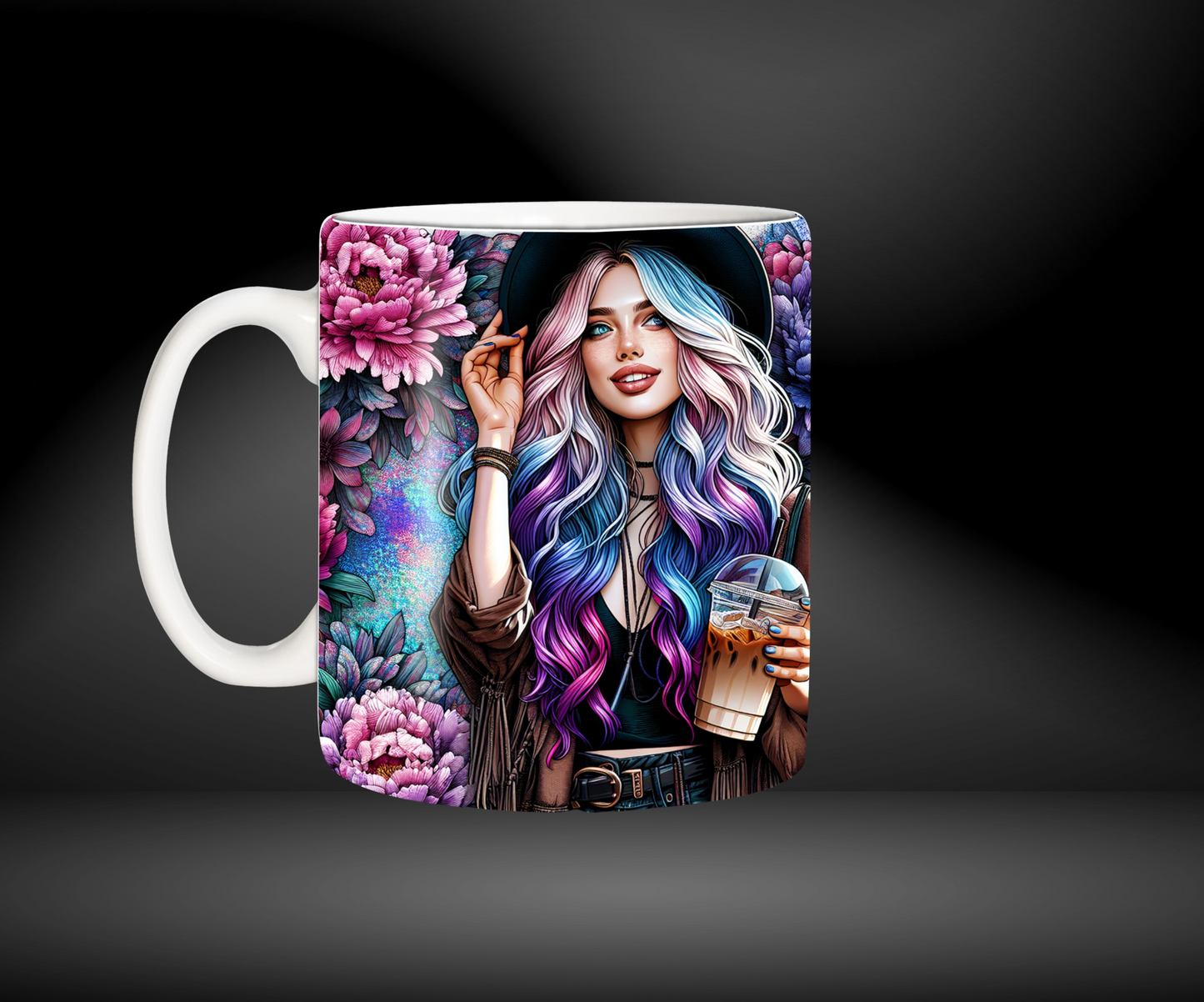 Tasse femme et fleurs 🌸