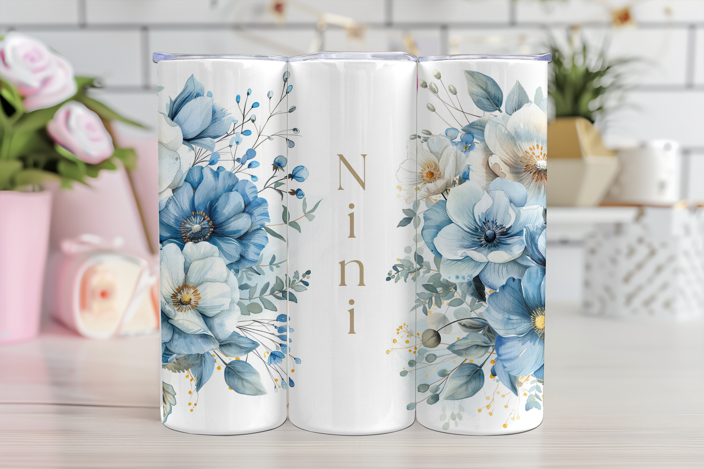 Gourde à fleurs bleues 💐