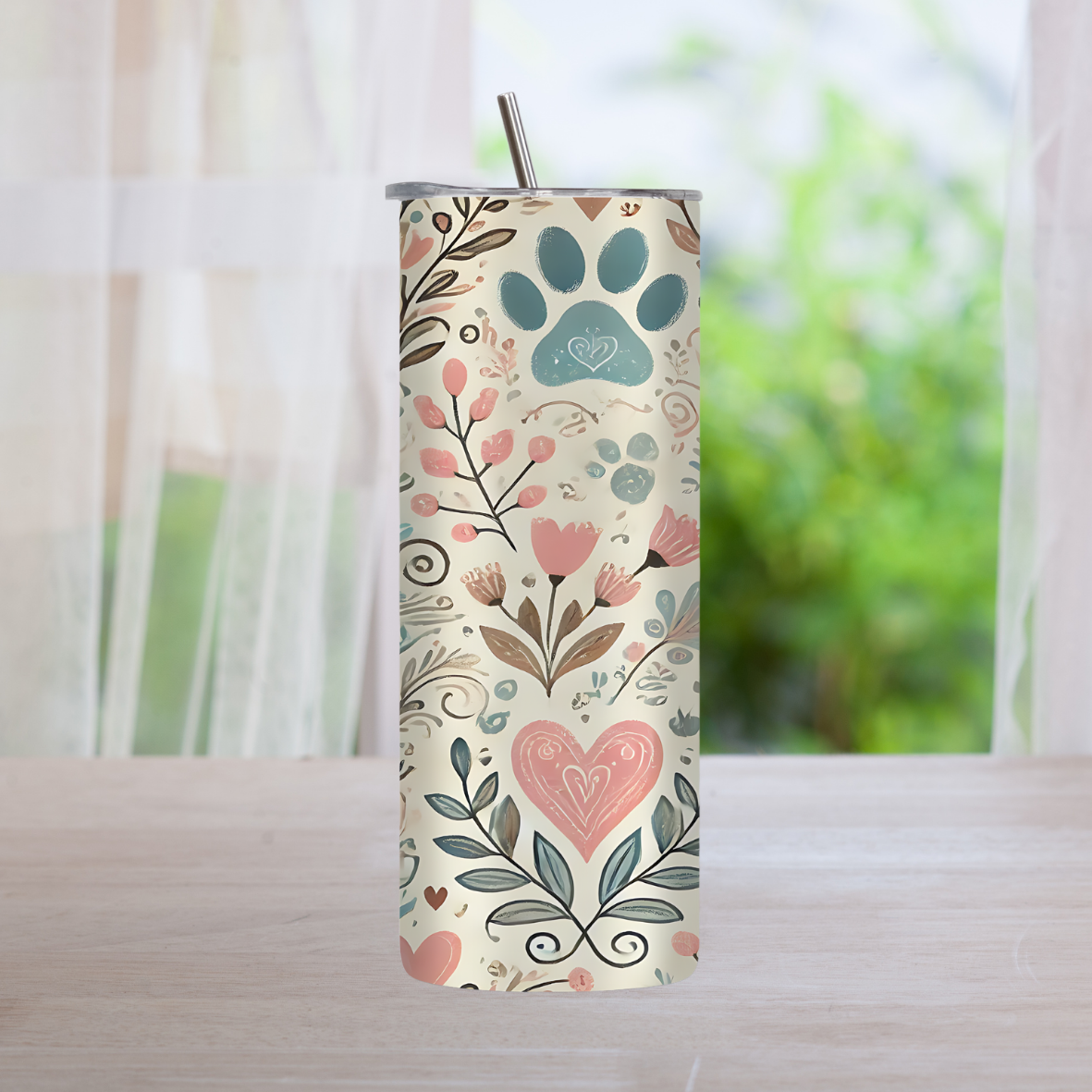 Gourde imprimé floral et pattes de chien 🐾