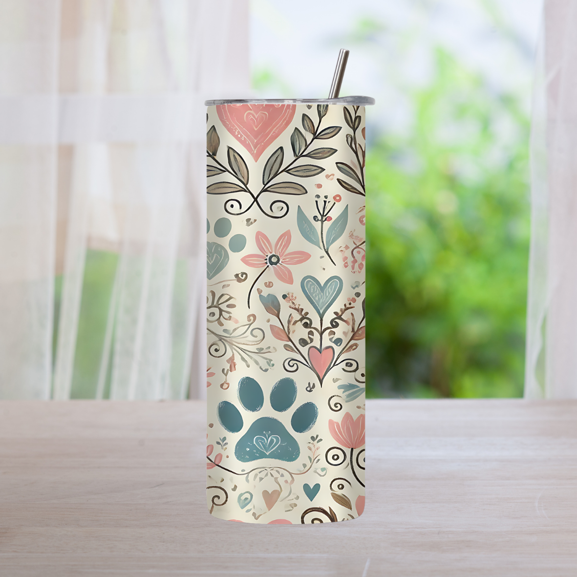 Gourde imprimé floral et pattes de chien 🐾