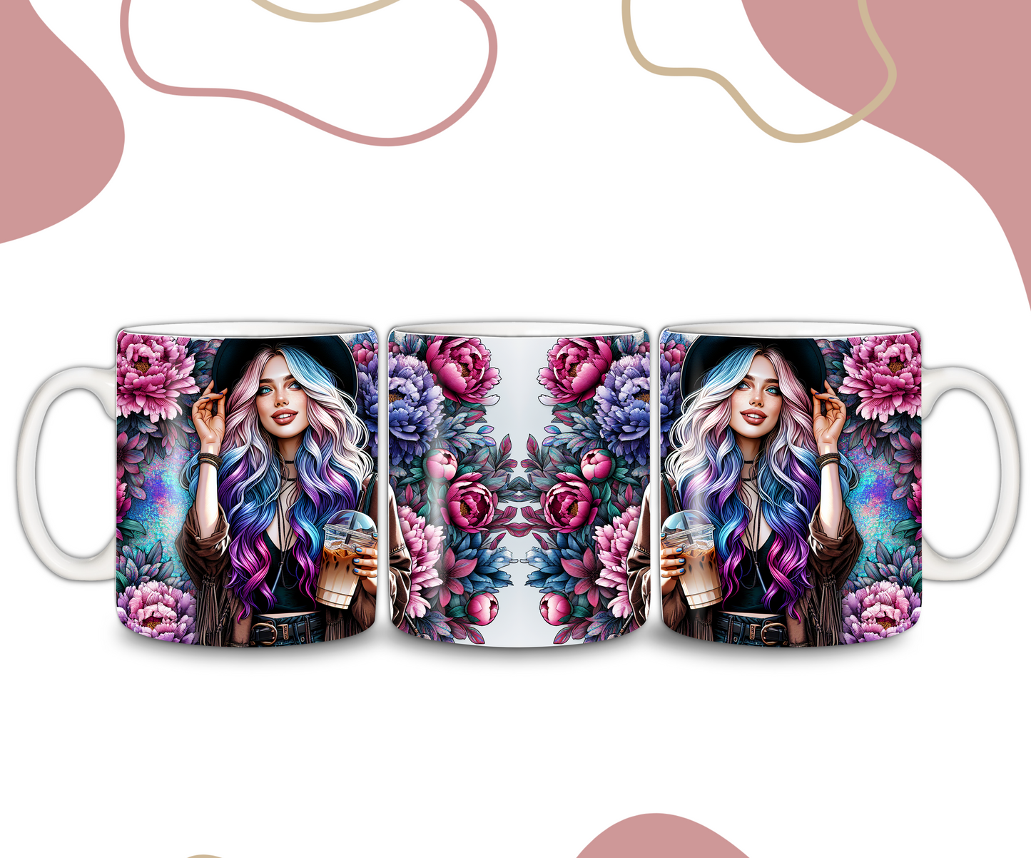 Tasse femme et fleurs 🌸