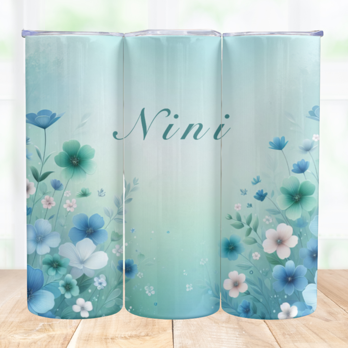 Gourde fleurs bleues