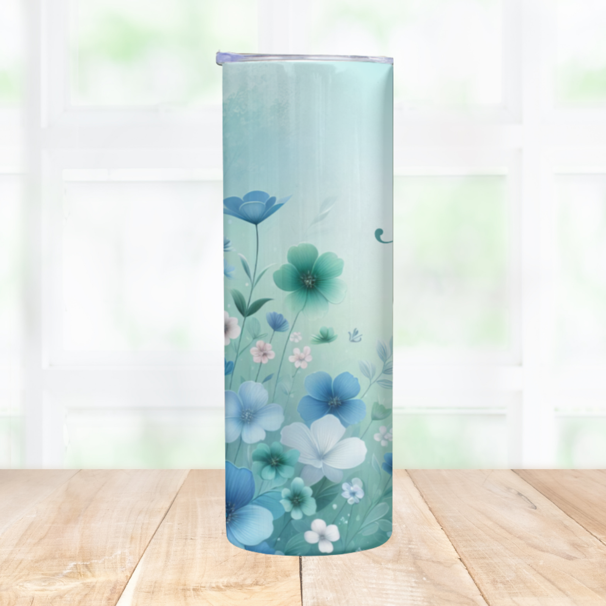 Gourde fleurs bleues