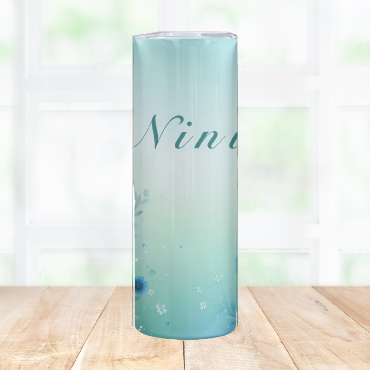 Gourde fleurs bleues