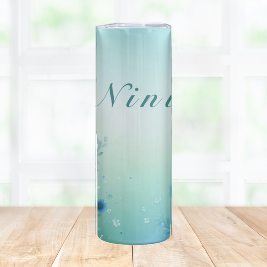 Gourde fleurs bleues