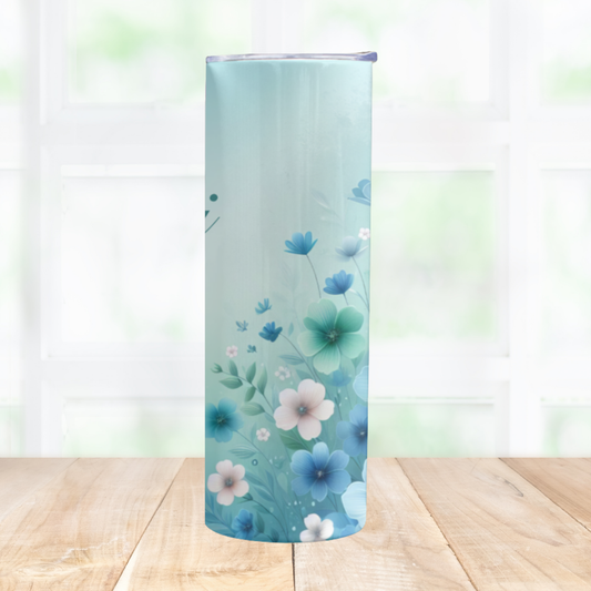 Gourde fleurs bleues