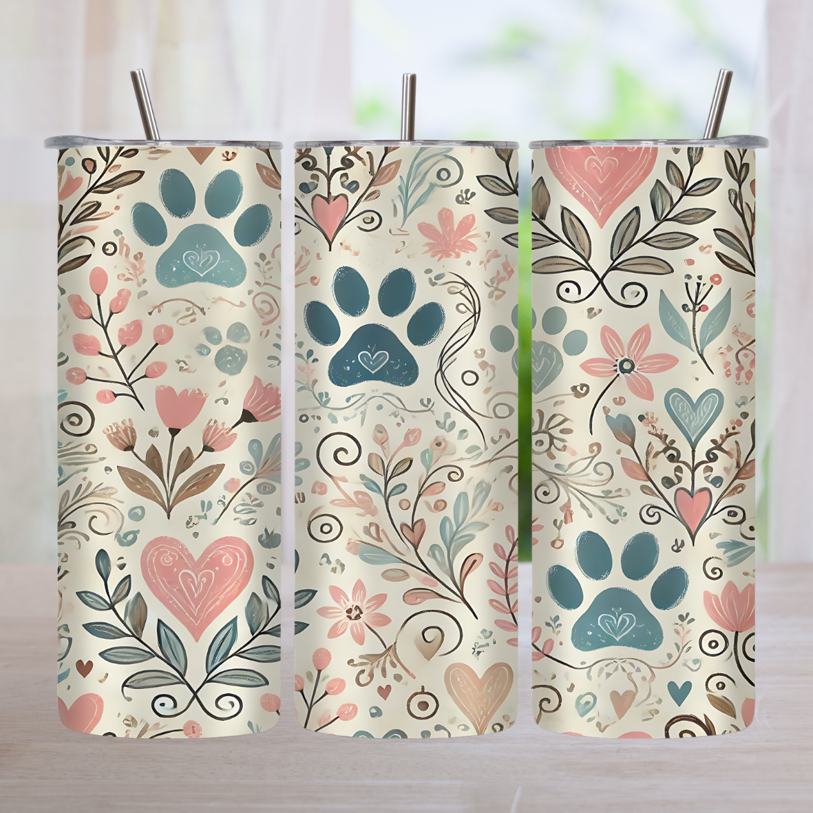 Gourde imprimé floral et pattes de chien 🐾