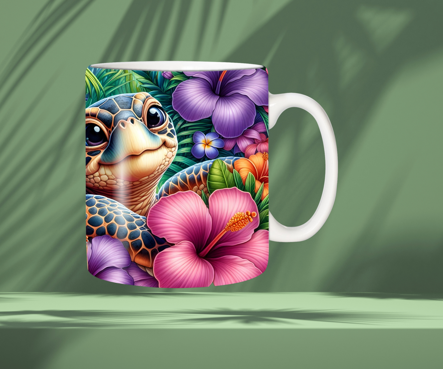 Tasse fleurie et tortue 🐢