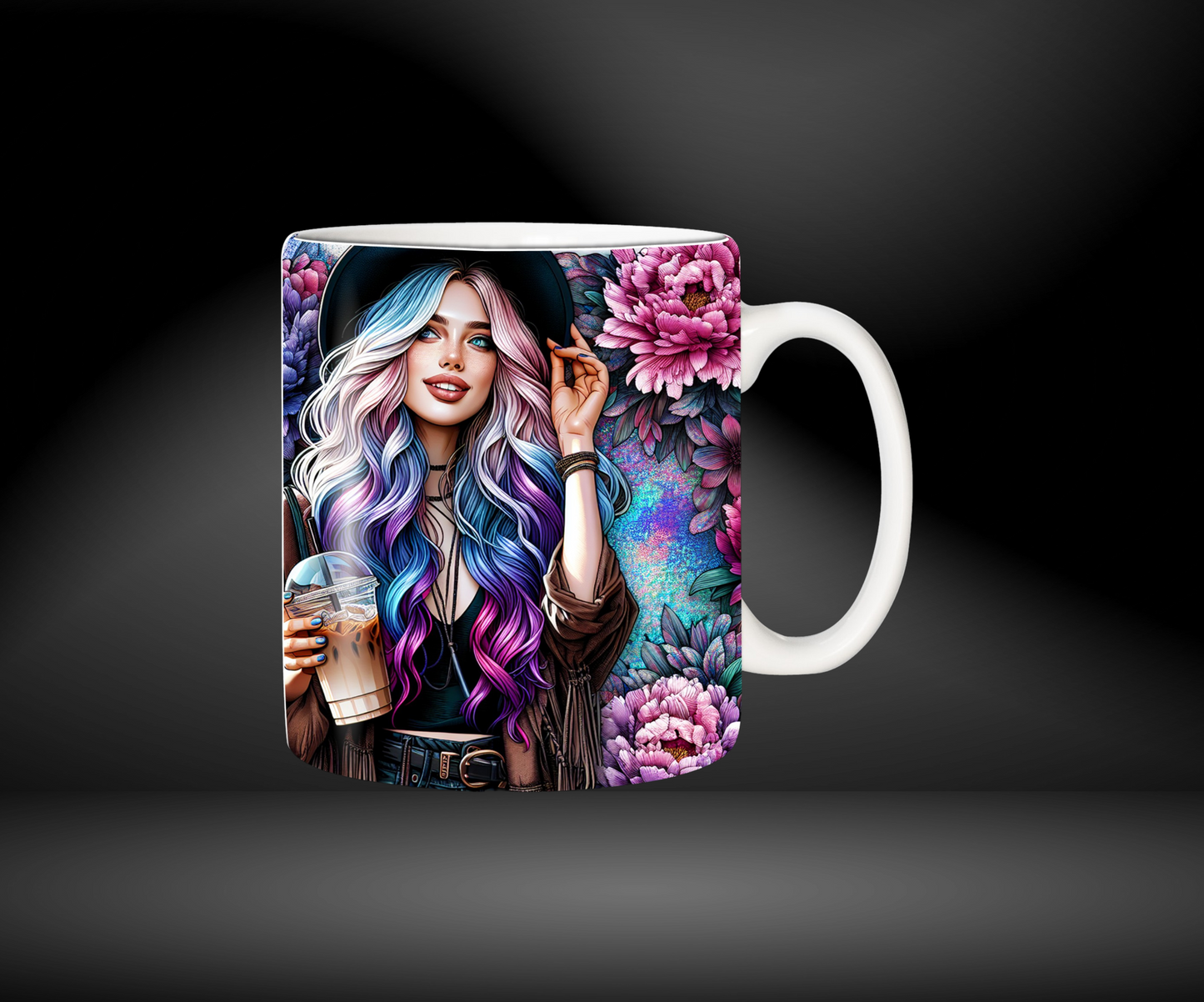 Tasse femme et fleurs 🌸