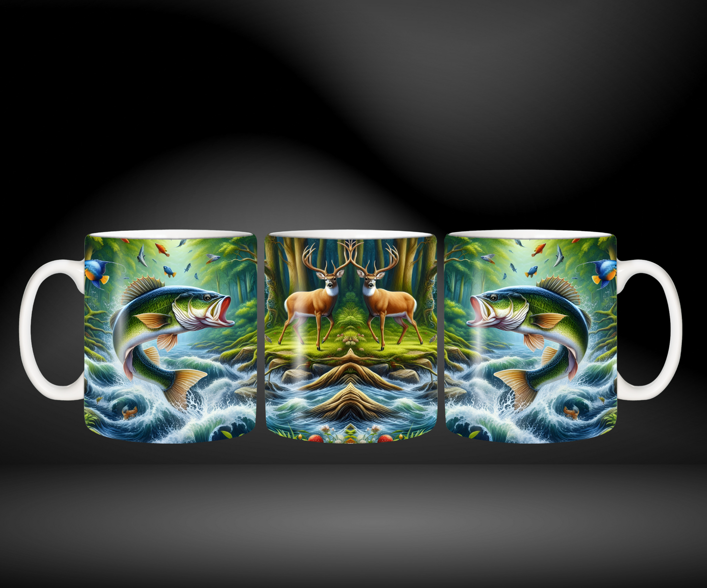 Tasse cerf et poisson 🐟