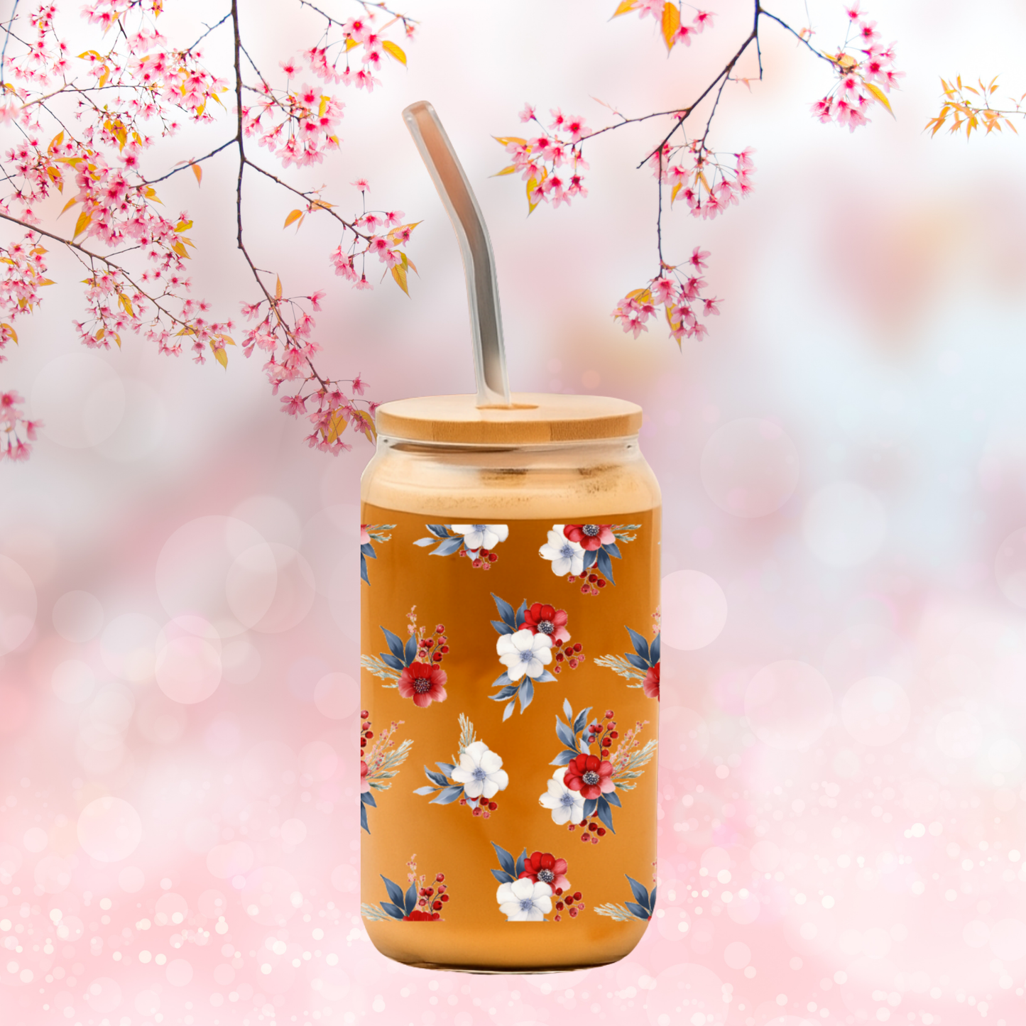 Un verre à fleurs rouge, blanche & prénom 🌹