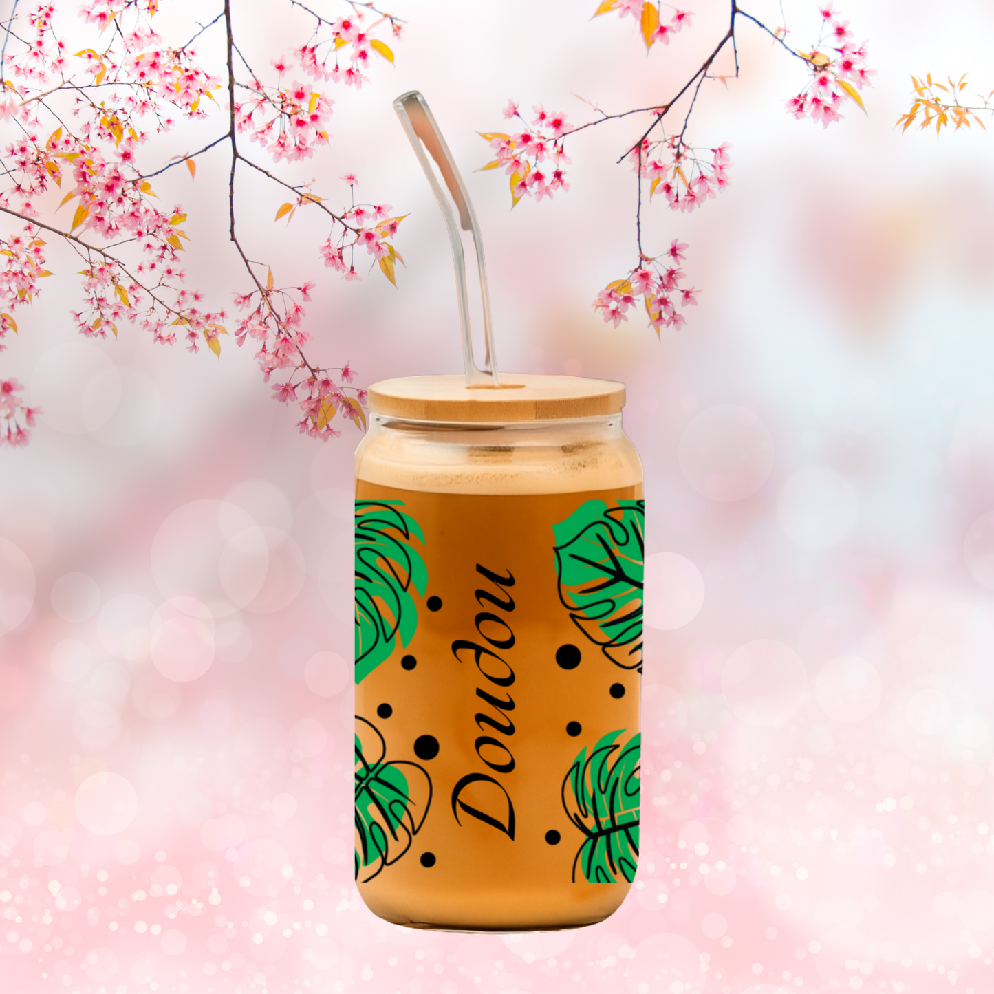 Verre feuillage & prénom 🌿