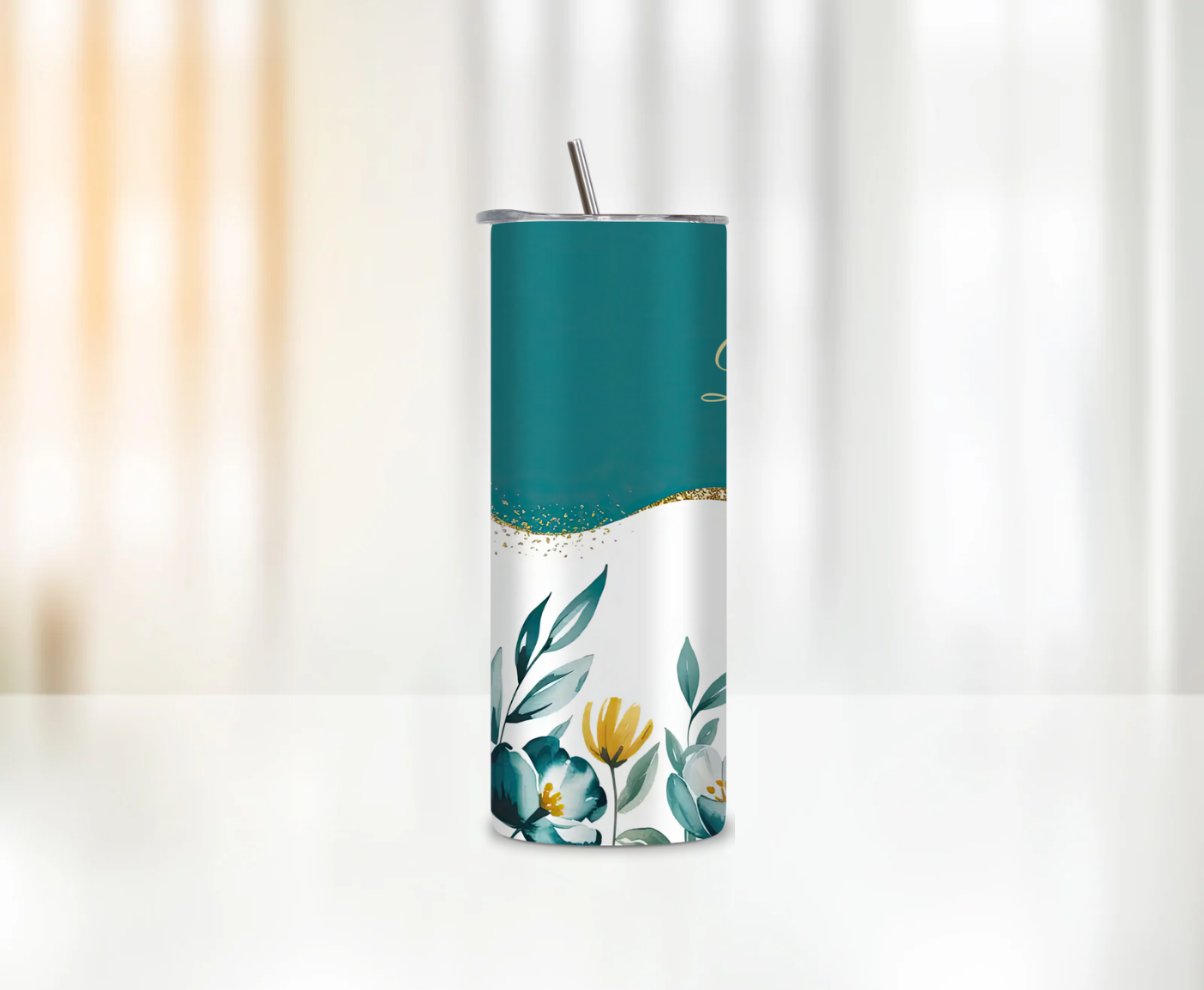 Fleurs bleues, paillettes & prénom 💐