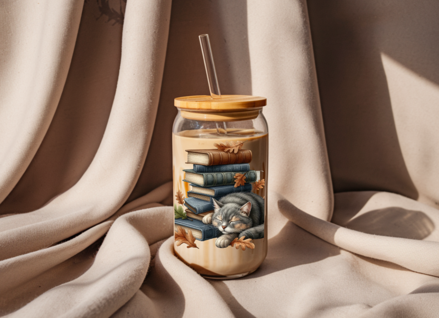 Verre livres et chat 📚
