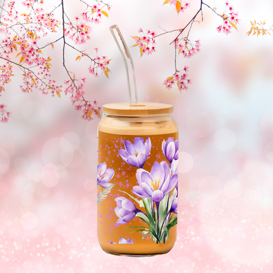 Magnifiques verre fleurs violettes & prénom 🌷