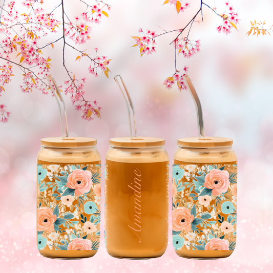 Magnifique verre à fleurs & prénom 💐