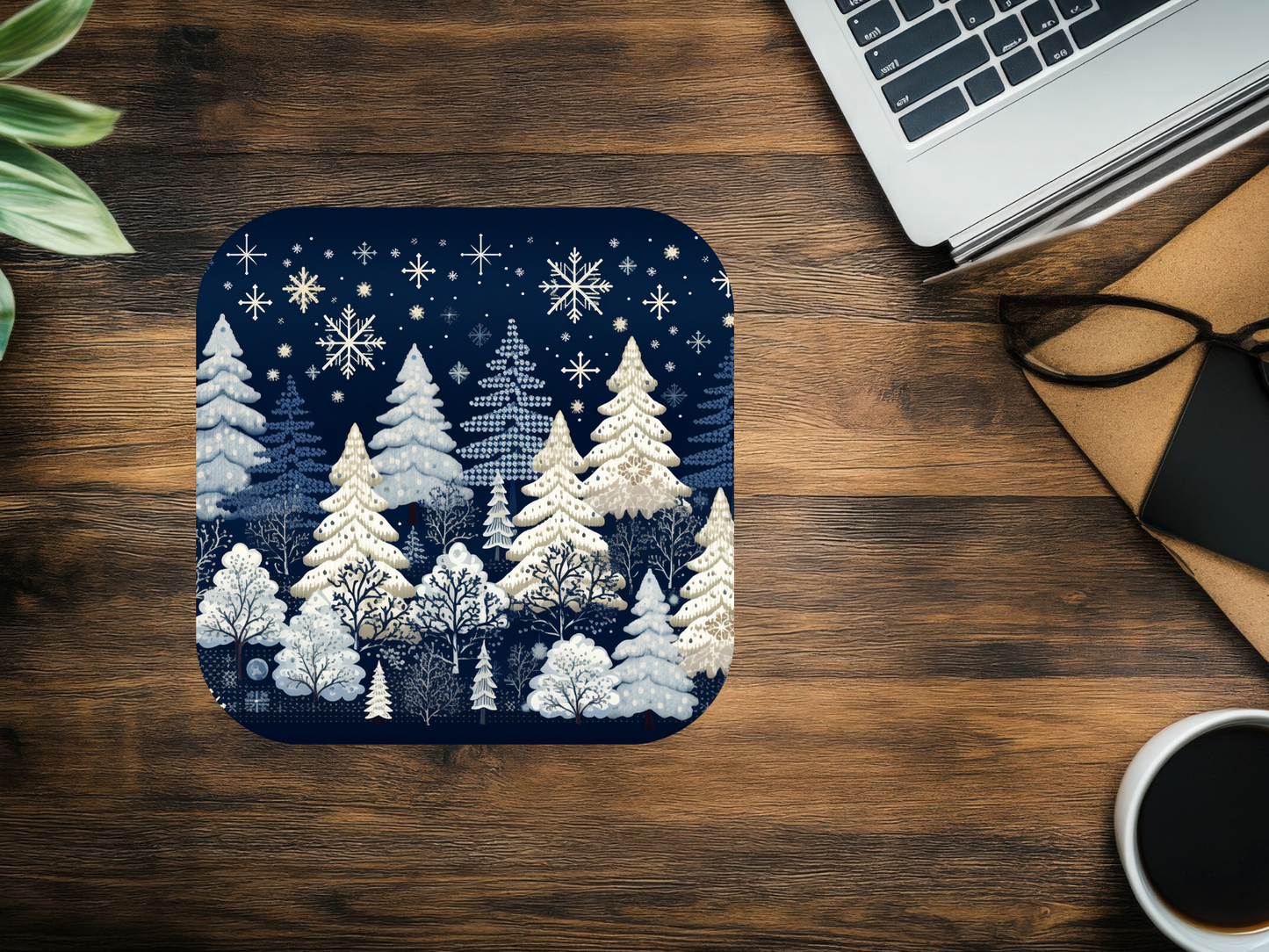 Tapis de souris sapin enneigé 🌲