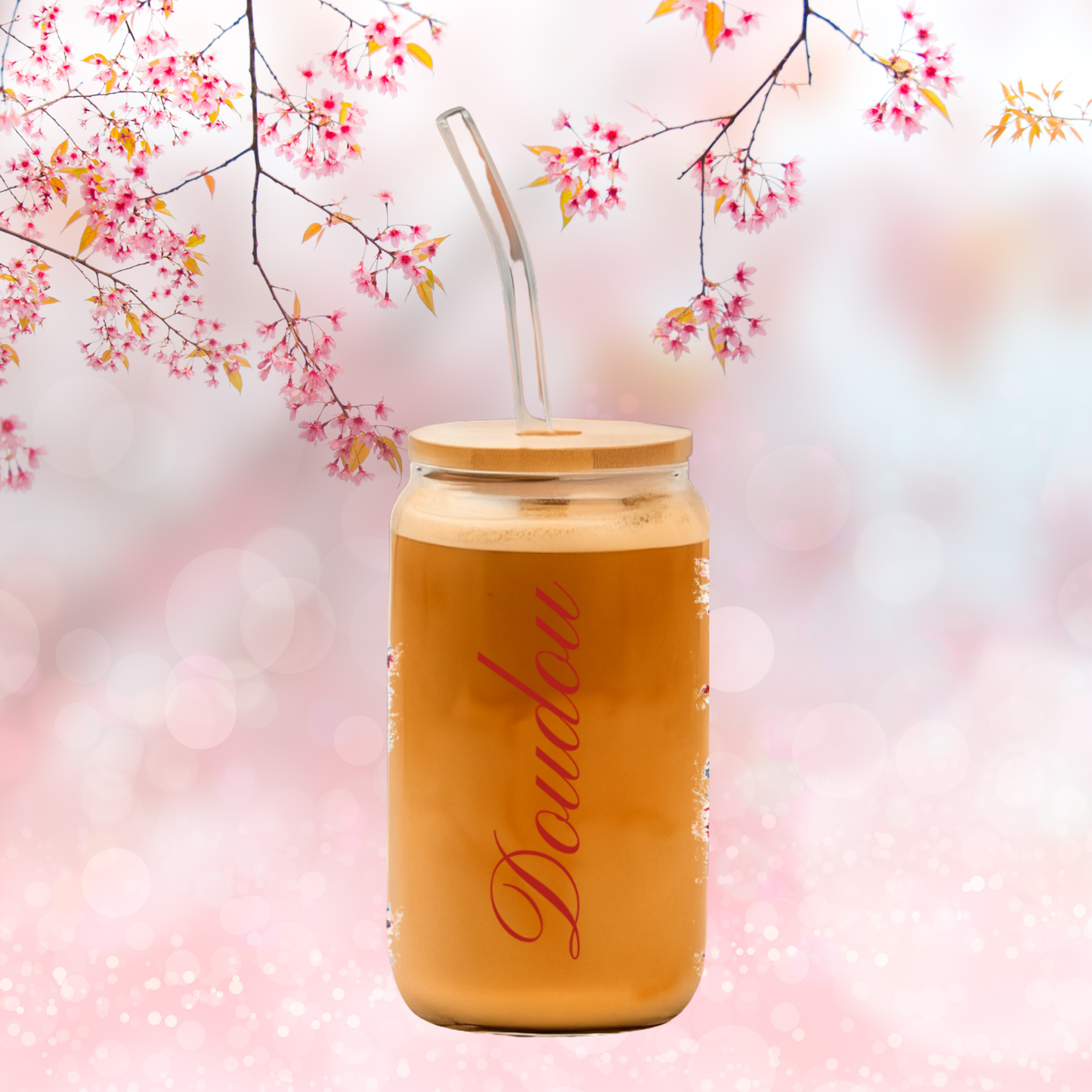 Un verre à fleurs rouge, blanche & prénom 🌹