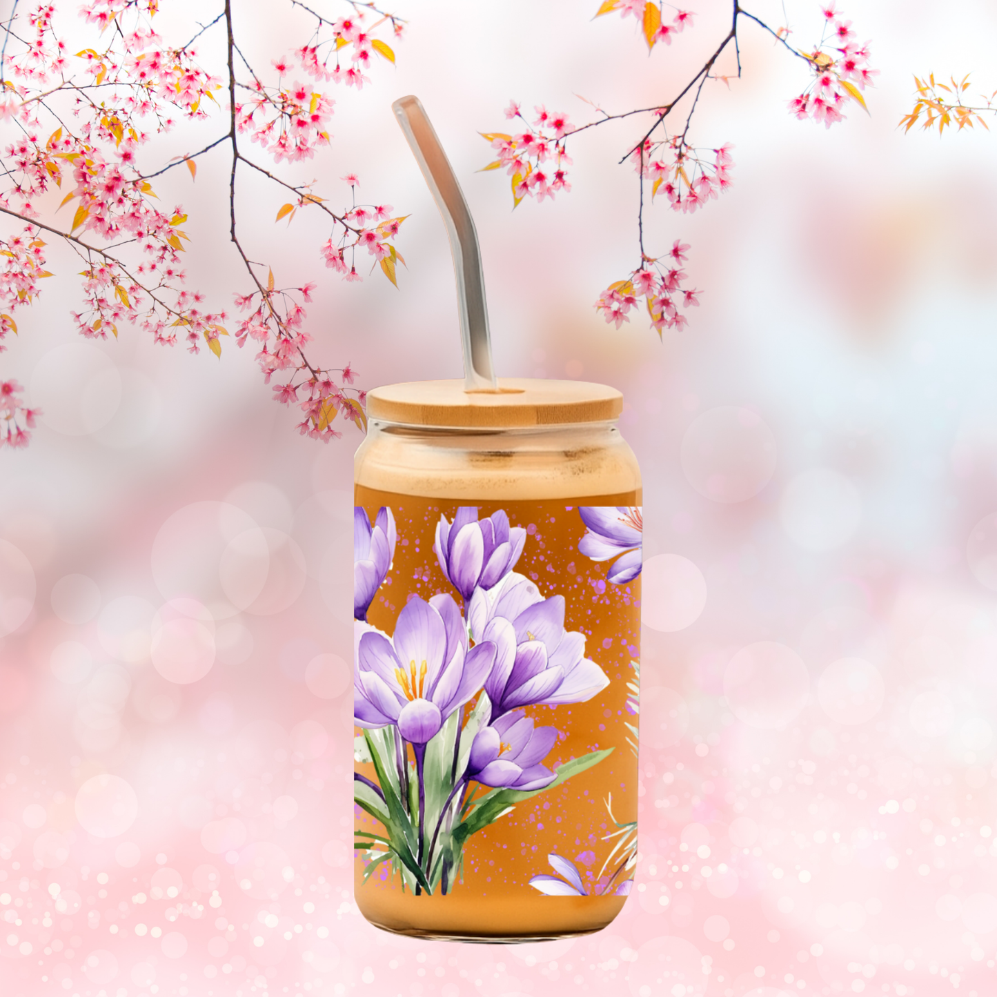 Magnifiques verre fleurs violettes & prénom 🌷