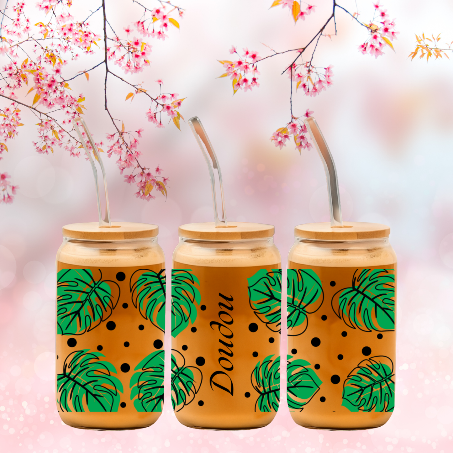 Verre feuillage & prénom 🌿