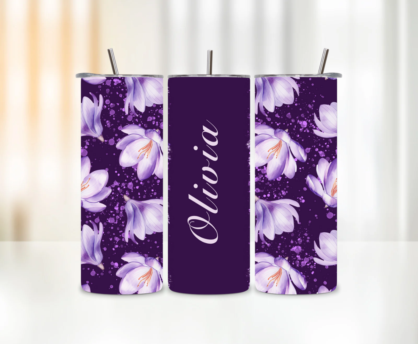 Fleurs violettes & prénom🌷